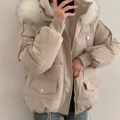ファッション  若く見え  ゆったり  コットン  ミニ丈  ダウンジャケット/綿コート
